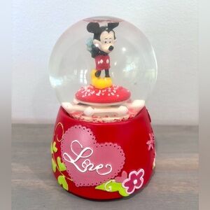 Disney KCare Mickey Mouse With Flowers “Love” Musical Snow Globe ~5.5”